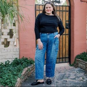 Lane Bryant Women's Blue Denim Cargo Jeans